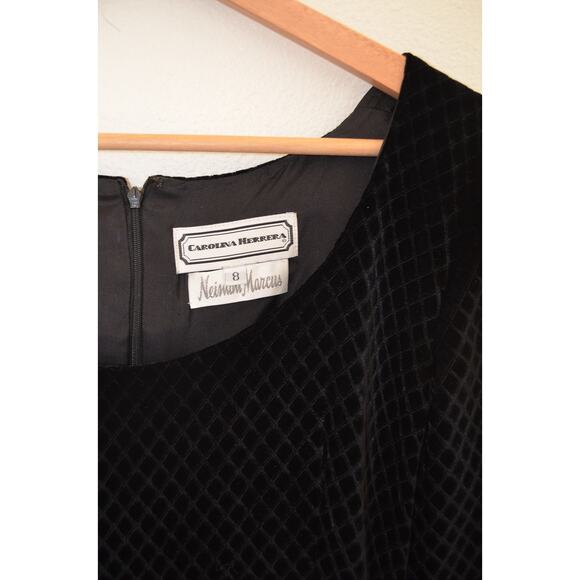 Vintage Carolina Herrera Striped Skirt Velvet Bodice Drop Waist Gown - Picture 4 of 8